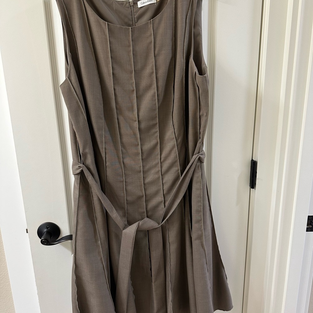 Calvin Klein Brown Pleated Midi Dress